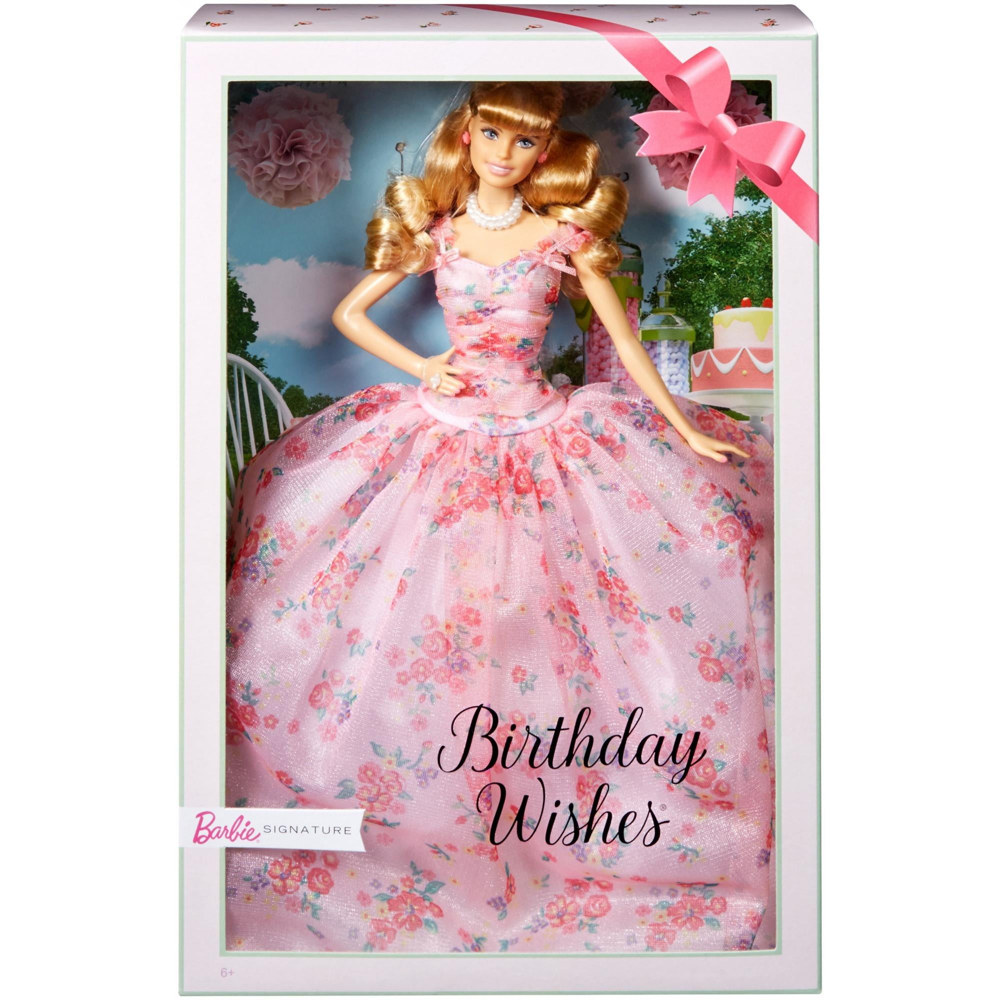 Barbie Birthday Wishes Doll with Half up Hairstyle & Pink Gown - Walmart.com